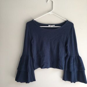 Tiered Bell Sleeve Cropped Sweater